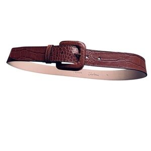 Cole Haan Women's Belt Size M Brown Croc Embossed Leather Belt